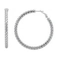 thumbnail image 5 of Italian Diamond Cut Snake Hoop Earrings in Sterling Silver, 5 of 7