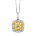 thumbnail image 1 of 1.40 C.T. TW Cushion Cut Natural Yellow Halo Diamond Pendant in 18K Gold, 1 of 5