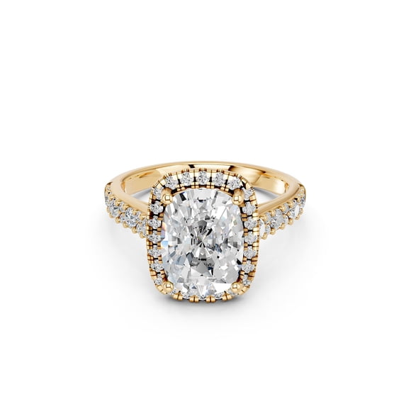 3.70 CT.T.W. Lab Created Cushion Cut Diamond Ring in 18K Gold