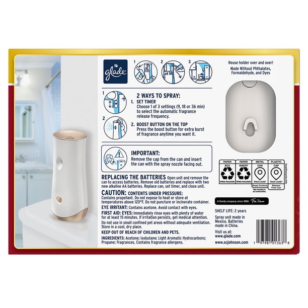 Glade Automatic Spray Refill, Air Freshener, Warm Apple & Spices, 1 Device + 3 Refills, 6.2 oz. Each