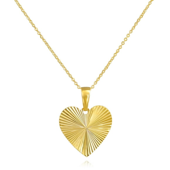 Diamond Cut Swiss Heart Pendant Necklace in 14K Gold
