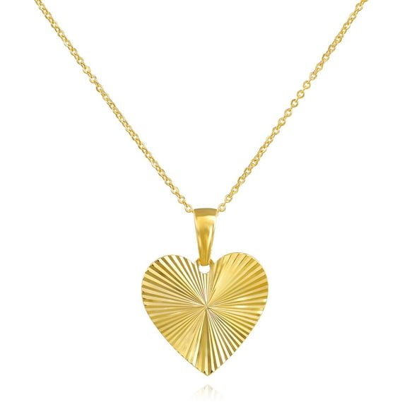 Diamond Cut Swiss Heart Pendant Necklace in 14K Gold