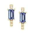 thumbnail image 2 of Emerald Cut Gemstone & 0.12 CT. TW Diamond Stud Earrings in 14K Gold, 2 of 4