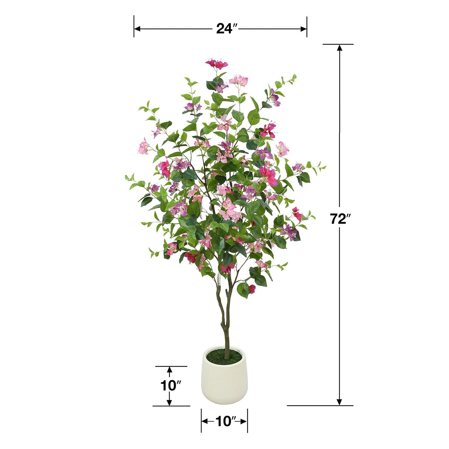 Faux 6' Fuchsia Bougainvillea Tree in White Pot - Samsclub.com
