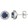 thumbnail image 1 of Round Cut Gemstone & 0.28 CT. T.W. Halo Diamond Stud Earrings in 14K Gold, 1 of 3
