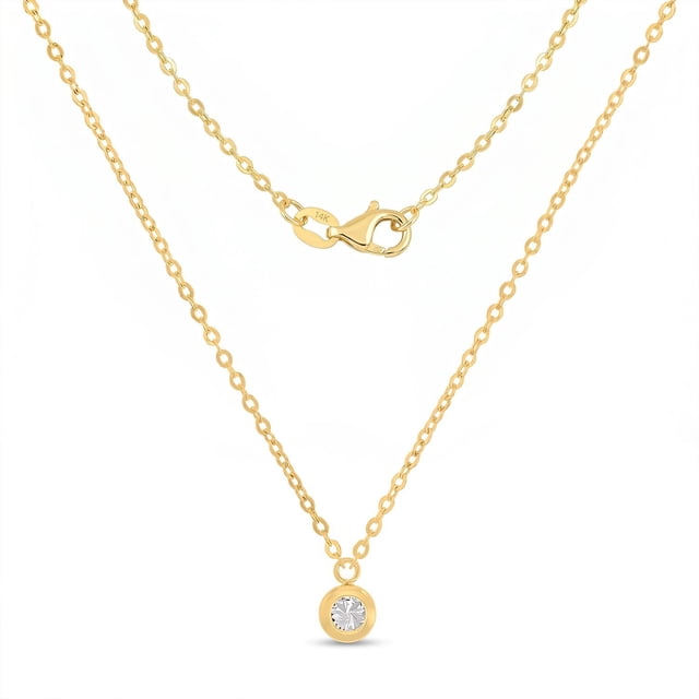 Diamond Cut Bezel Necklace in 14K Gold