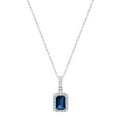 thumbnail image 3 of Emerald Cut Lab Created Gemstone & Diamond Halo Pendant Necklace in 14K Gold, 3 of 4