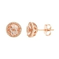 thumbnail image 1 of Round Cut Gemstone & 0.13 CT. T.W. Halo Diamond Stud Earrings in 14K Gold, 1 of 4