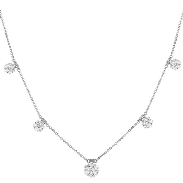 1.45 CT. T.W. Diamond Floral Station Necklace in 14K Gold