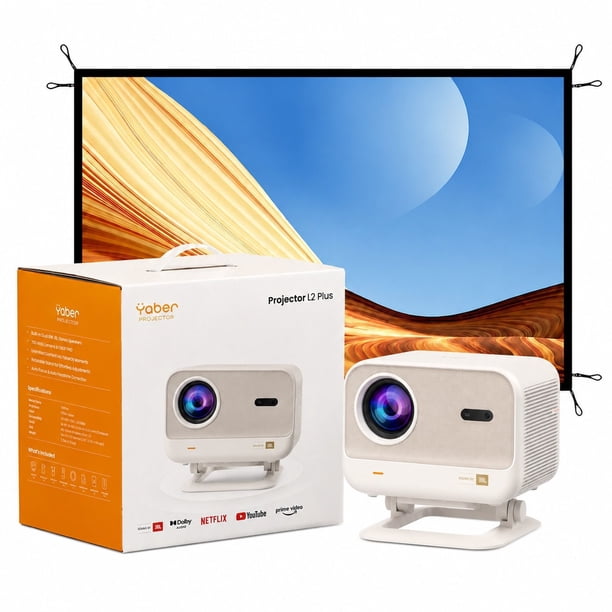 Yaber L2 Plus Projector with 100 inch Screen for Home & Outdoor