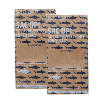 Lunchskins Compostable and Recyclable Paper Lunch Sac, Shark, 100 ct.