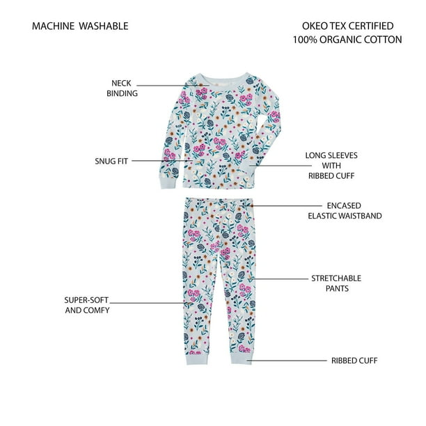 Member's Mark Girls 4-Piece Organic Cotton Pajama Set