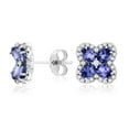 thumbnail image 1 of Oval Cut Gemstone & 0.35 CT.T.W. Diamond Clover Stud Earrings in 14K Gold, 1 of 3