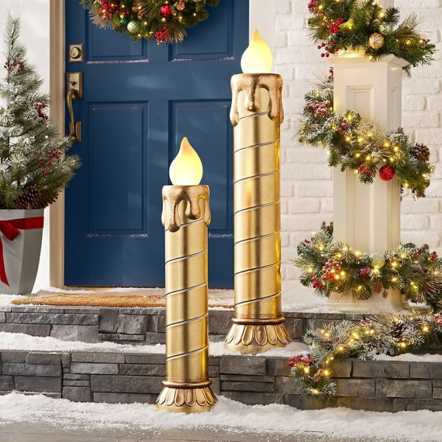 Member's Mark Pre-Lit Oversized Candlesticks, Set of 2