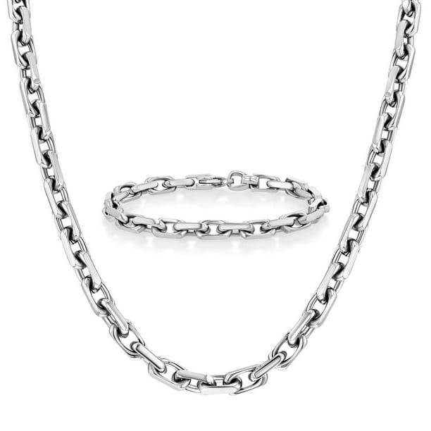Men's Necklace and Bracelet Set in Stainless Steel