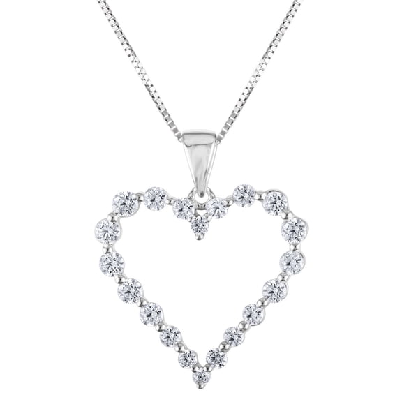 Round Cut Heart Diamond Pendant Necklace in 14K Gold