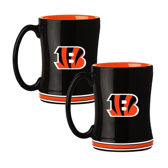 Logo Brands Cincinnati Bengals 14oz Relief Mug Set