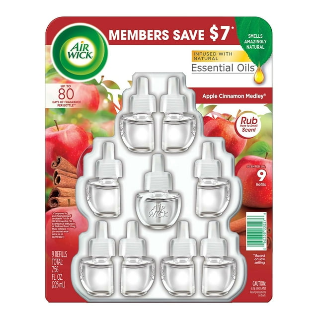 Air Wick Scented Oil Air Freshener Refills, Apple Cinnamon, 9 ct.