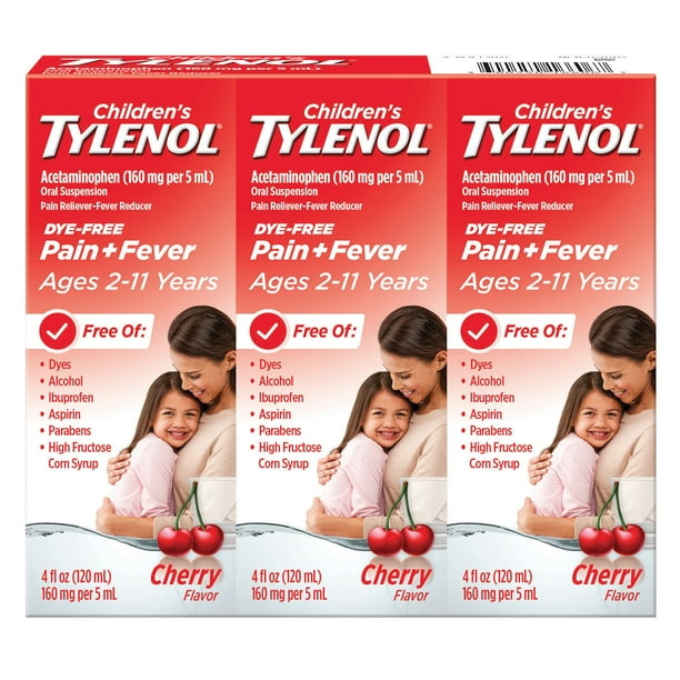 Children's Tylenol Oral Suspension, Dye Free, Cherry, pk