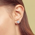 thumbnail image 4 of Round Cut Gemstone & 0.13 CT. T.W. Halo Diamond Stud Earrings in 14K Gold, 4 of 5