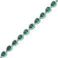 thumbnail image 2 of Pear Cut Lab Created Gemstone Halo Tennis Bracelet in Sterling Silver, 2 of 5