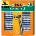 thumbnail image 1 of BIC Sensitive 3 Disposable Razors for Men, 3 Blade, 21 ct., 1 of 9