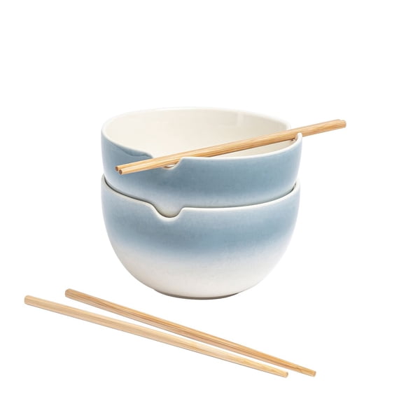Over&Back Noodle Bowls with Chopsticks, 2-Pack