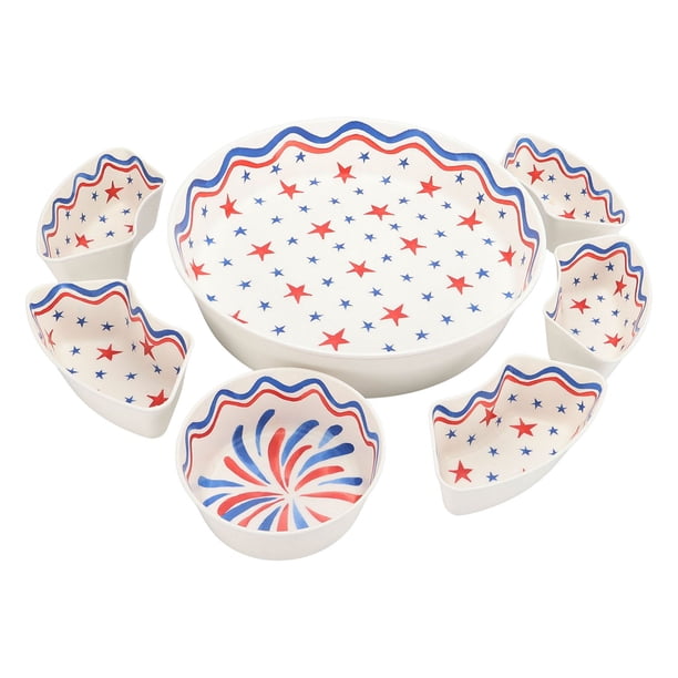Bahamas 絵皿＋コースター＆トレイ 6点セット Member's Mark 6-Section Bamboo Melamine Serving Platter with Lazy