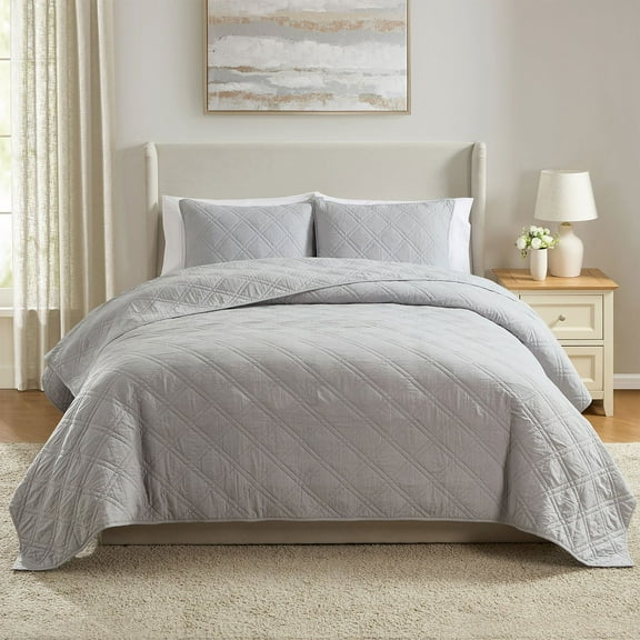 Member’s Mark 3-Piece Solid Diamond Quilt Set, Assorted Sizes