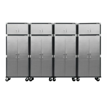 Seville Classics UltraHD 8-Piece Rolling Steel Garage Storage Cabinet With Stacker Set, 12 Feet Wide