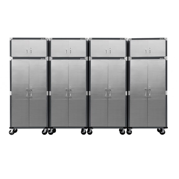 Seville Classics UltraHD 8-Piece Rolling Steel Garage Storage Cabinet With Stacker Set, 12 Feet Wide