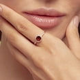 thumbnail image 4 of Round Cut Gemstone & 0.13 CT. T.W. Halo Diamond Ring in 14K Gold, 4 of 5
