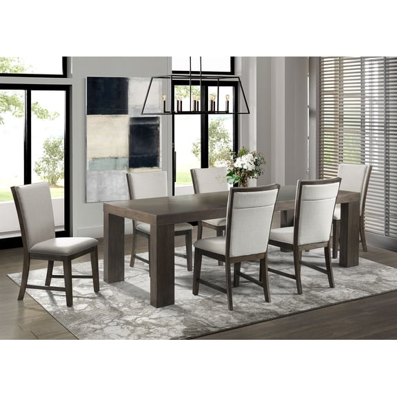 Society Den Brady 7-Piece Dining Set, Table & Six Upholstered Side Chairs