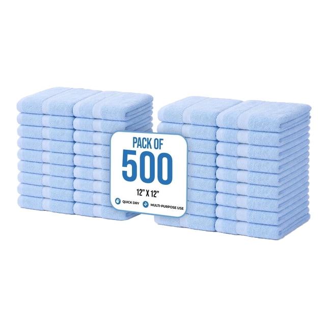 Simpli-Magic Commercial Cotton Quick Dry Wash Towels and Cleaning Cloths, 12" x 12", Multiple, 500pk