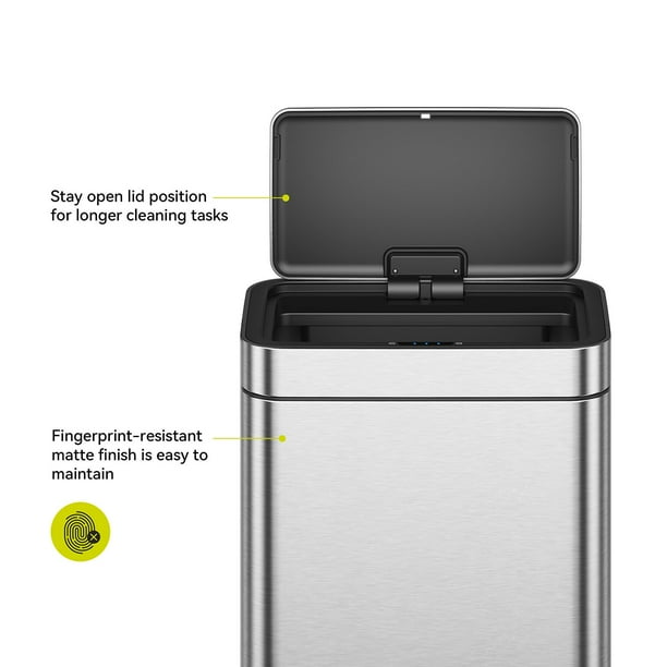 EKO Matte Stainless Steel Motion Sensor Kitchen Trash Can 13.2