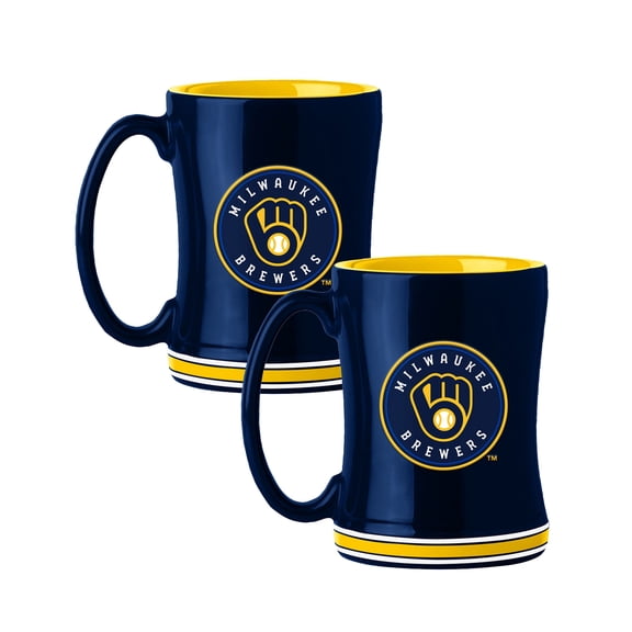 Logo Brands Milwaukee Brewers 14oz Relief Mug Set