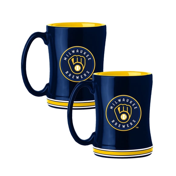 Logo Brands Milwaukee Brewers 14oz Relief Mug Set