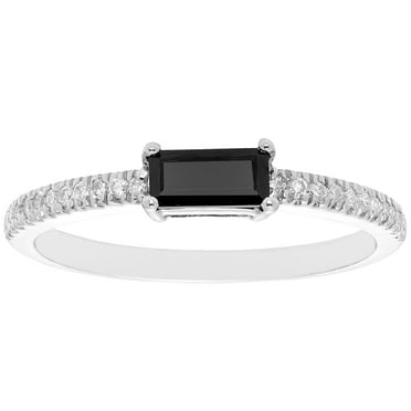 Baguette Cut Gemstone and 0.10 CT. T.W. Diamond Ring in 14K Gold