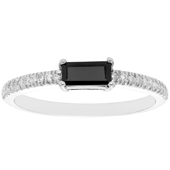 Baguette Cut Gemstone and 0.10 CT. T.W. Diamond Ring in 14K Gold