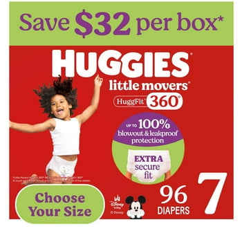 Huggies Little Movers HuggFit 360° Diapers, Sizes 3-7