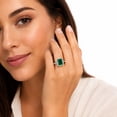 thumbnail image 4 of Lab Created Emerald Cut Gemstone and Diamond Ring in Sterling Silver, 4 of 5