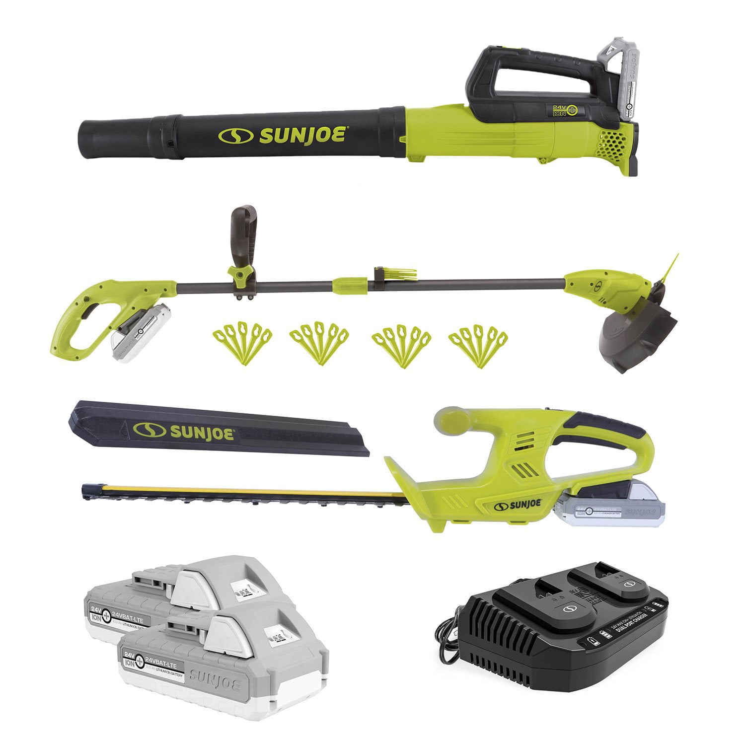 Sun Joe 24V Cordless 3-Tool Garden Combo Kit (Hedger, Trimmer & Leaf Blower)