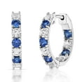 thumbnail image 2 of Lab Created Gemstone Huggie Hoop Earrings in Sterling Silver, 2 of 6