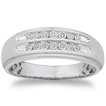 0.09 CT. T.W. Round Cut Double Row Mens Diamond Band in 14K Gold