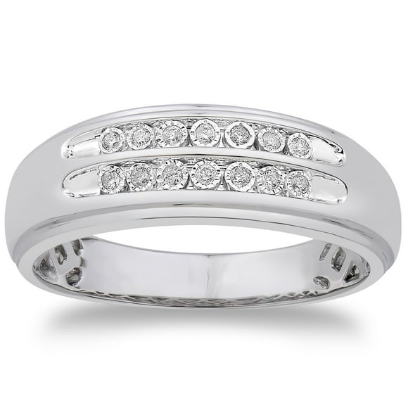 0.09 CT. T.W. Round Cut Double Row Mens Diamond Band in 14K Gold