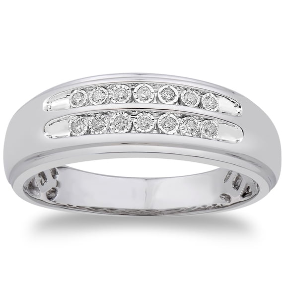 0.09 CT. T.W. Round Cut Double Row Mens Diamond Band in 14K Gold