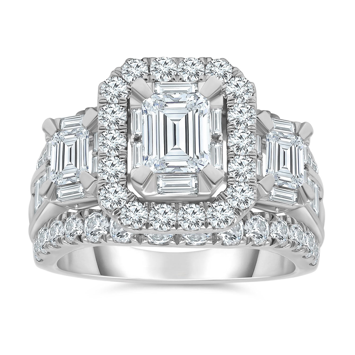 3.95 CT. T.W. Emerald Cut Halo Diamond Ring in 14K Gold - Samsclub.com