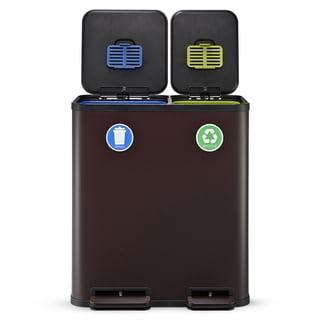 Simpli-Magic 18.5 Gallon (40L x 30L) Dual Compartment Step Trash Can – Kitchen Garbage Can with Waste & Recycling Bins – Slow-Close Lid, Odor Control, Hands-Free