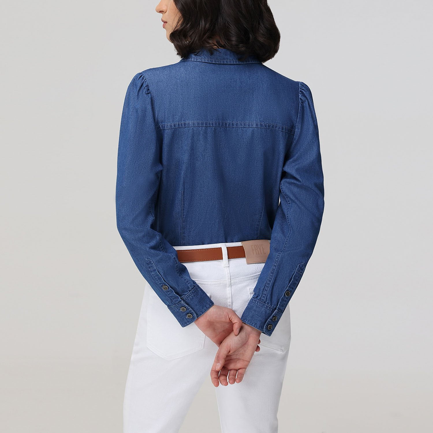 トップス Reee Frye Women's Puff Sleeve Button-Down Denim Top - Samsclub.com
