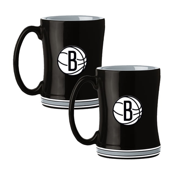 Logo Brands Brooklyn Nets 14oz Relief Mug Set